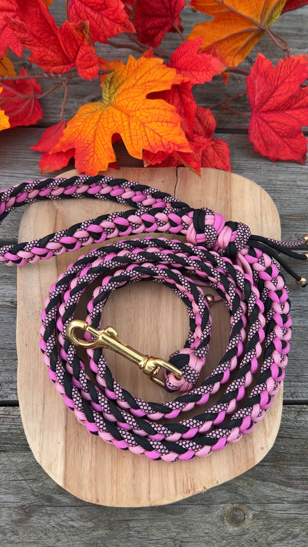 Laisse tressée en paracorde - ROSE DIAMOND