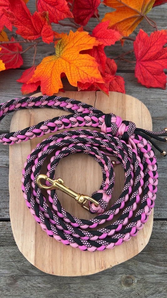 Laisse tressée en paracorde - ROSE DIAMOND