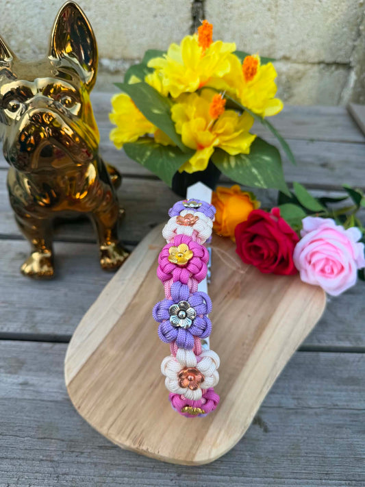 Collier paracorde chien - Floral