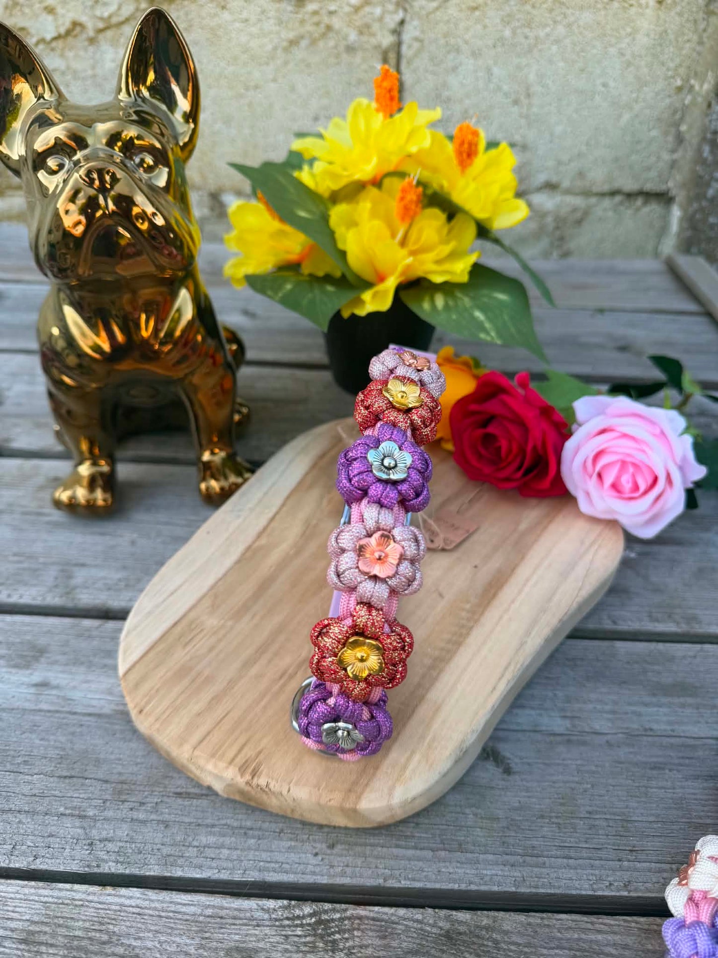 Collier paracorde chien - Floral