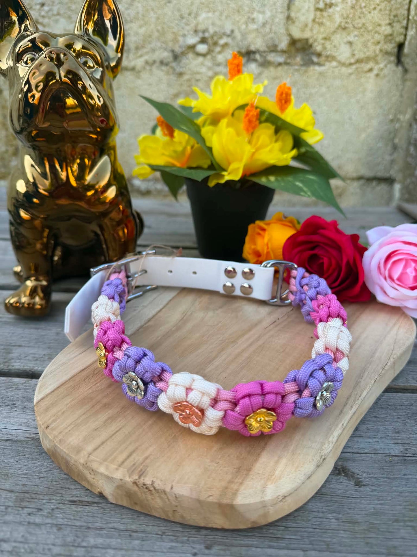 Collier paracorde chien - Floral