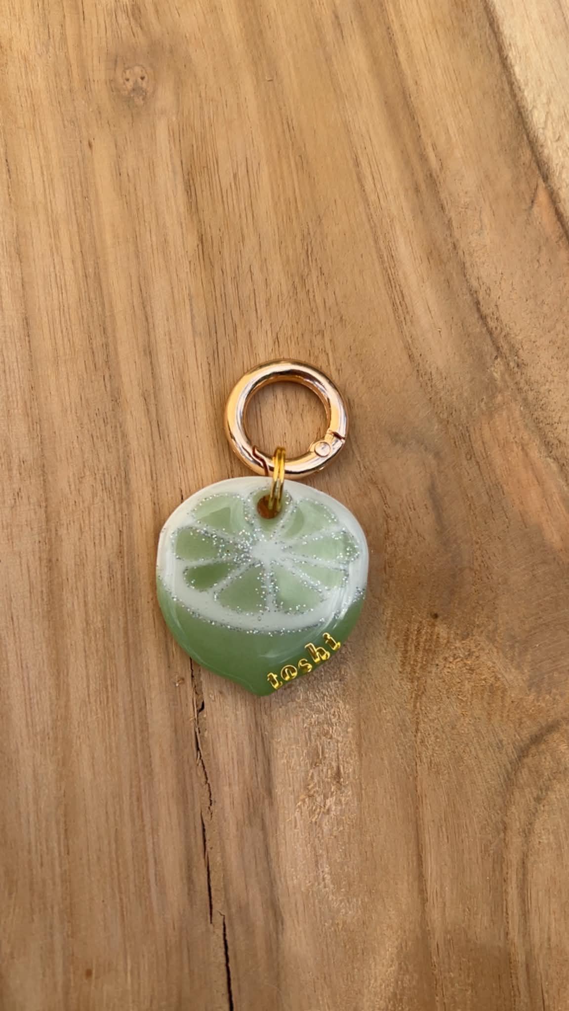 Médaille personnalisée chien "Citron Vert" 🍋‍🟩