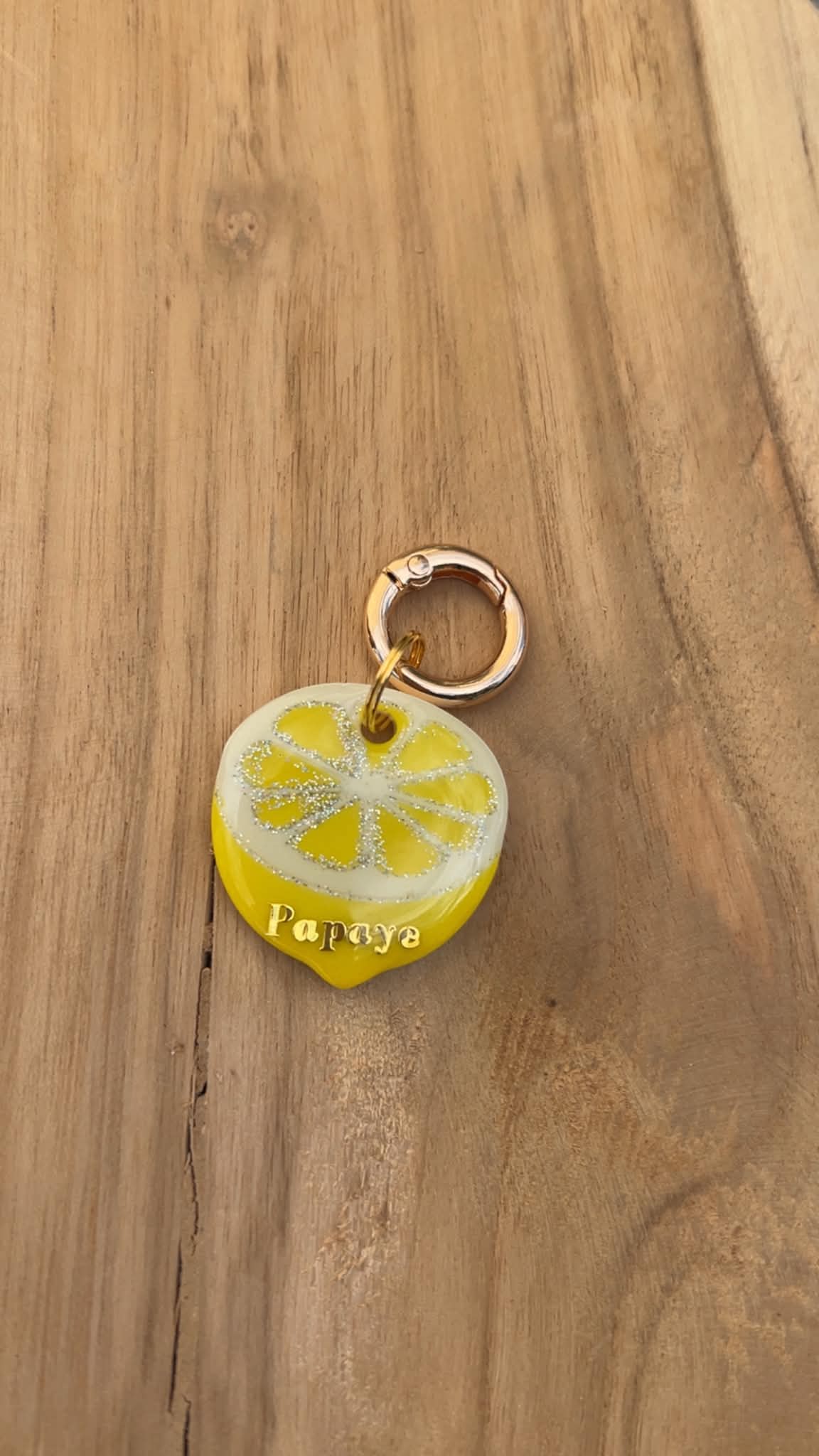 Médaille personnalisée chien "Citron Jaune" 🍋