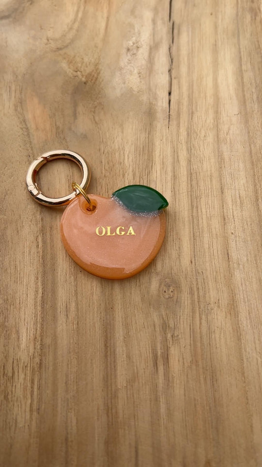 Médaille personnalisée chien "Pêche" 🍑