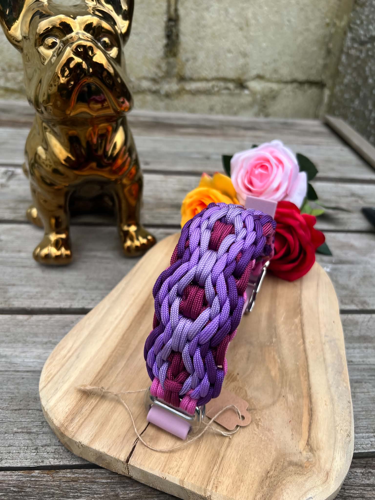 Collier de sport robuste en paracorde pour grand chien modèle BAO coloris violet et mauve