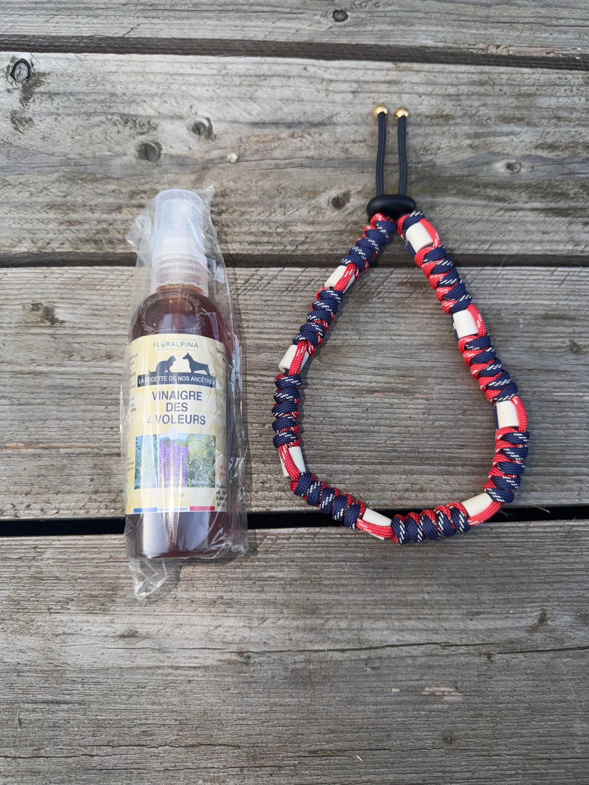 Collier anti-tiques pour chien coloris bleu rouge réfléchissant avec spray anti-parasitaire
